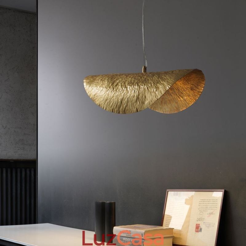 Luminária pendente de latão moderna e minimalista com folha de lótus, luminária de teto