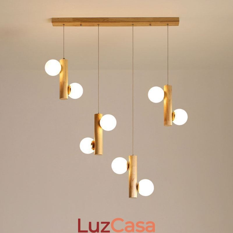 Luminária pendente de madeira Magic Bean Cluster Luz de teto Ilha