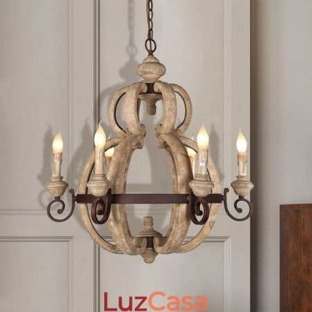 Luminária pendente de madeira Nordic Retro Luminária de teto