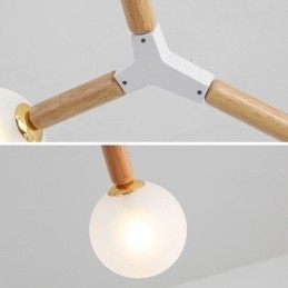Luminária pendente nórdica Magic Bean Iluminação criativa de madeira