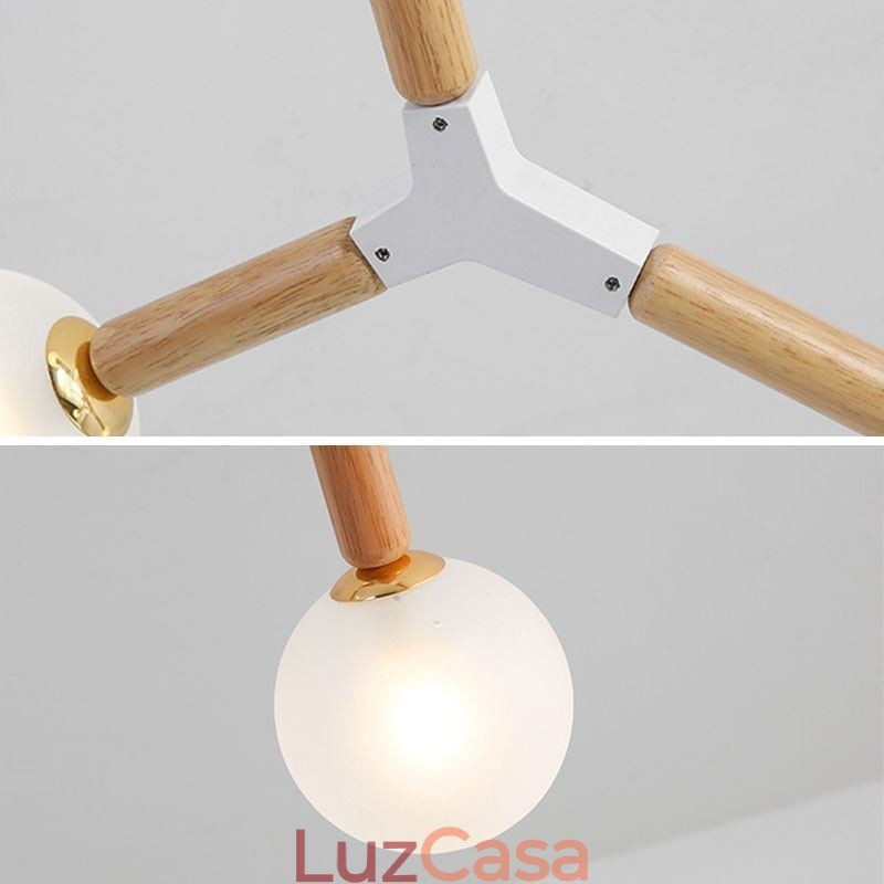 Luminária pendente nórdica Magic Bean Iluminação criativa de madeira