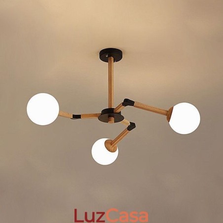 Luminária pendente nórdica Magic Bean, luminária criativa de madeira