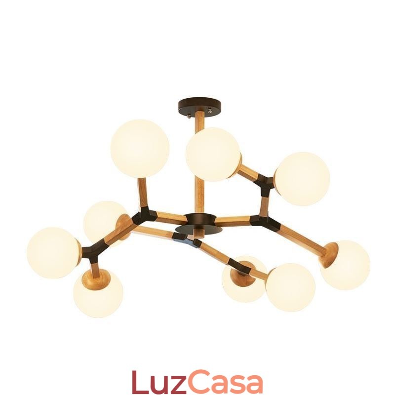 Luminária pendente nórdica Magic Bean, luminária criativa de madeira