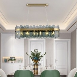 Luminária pendente de vidro minimalista, cor única, retangular, ilha de luz de teto