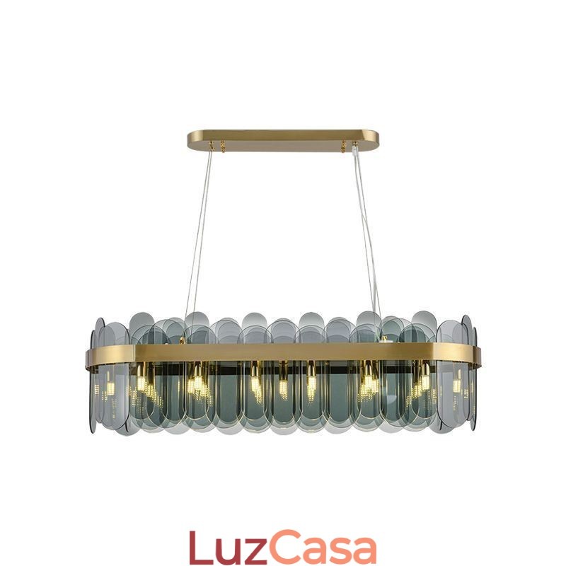 Luminária pendente de vidro minimalista, cor única, retangular, ilha de luz de teto
