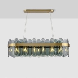 Luminária pendente de vidro minimalista, cor única, retangular, ilha de luz de teto
