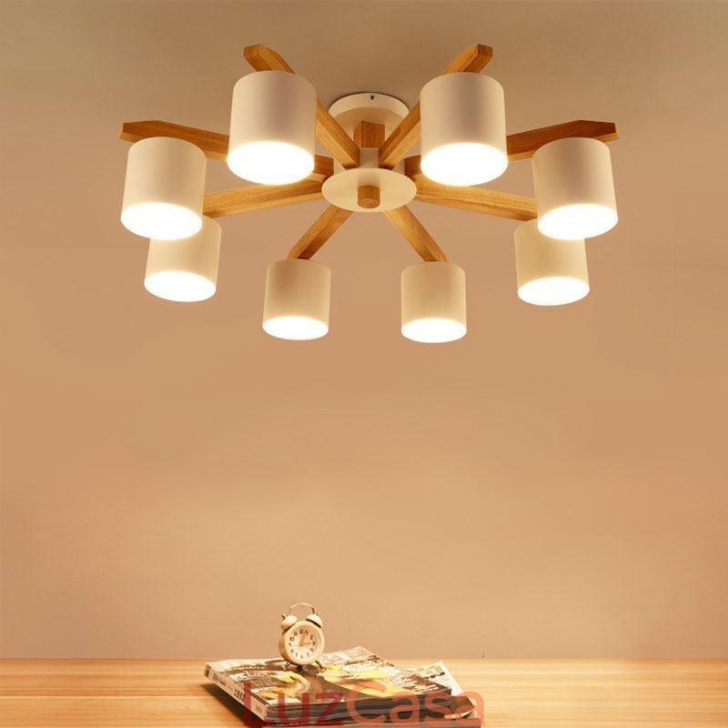 Luminária pendente nórdica de tronco Macaron