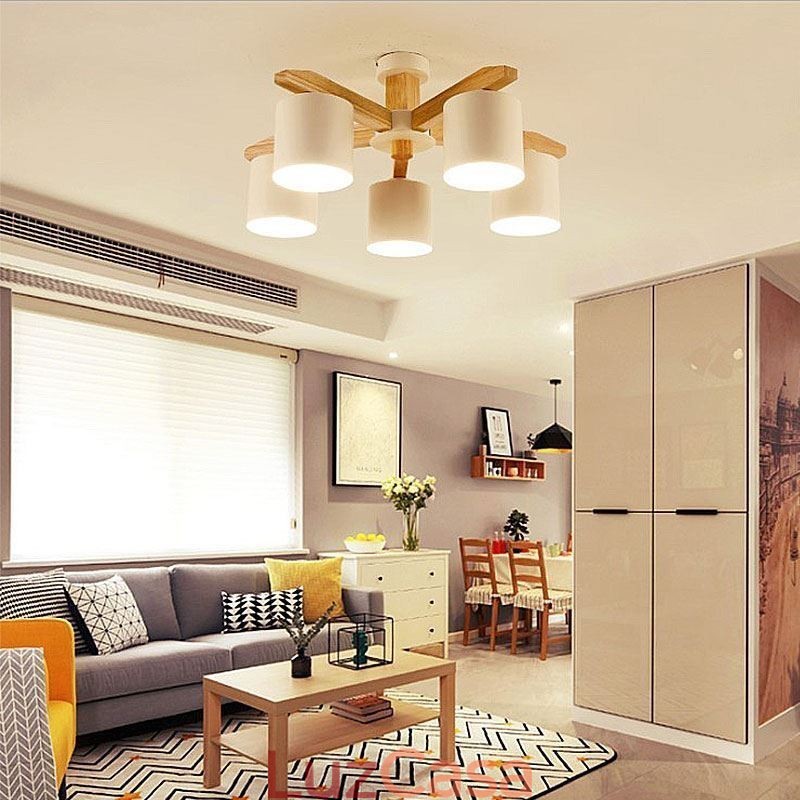 Luminária pendente nórdica de tronco Macaron