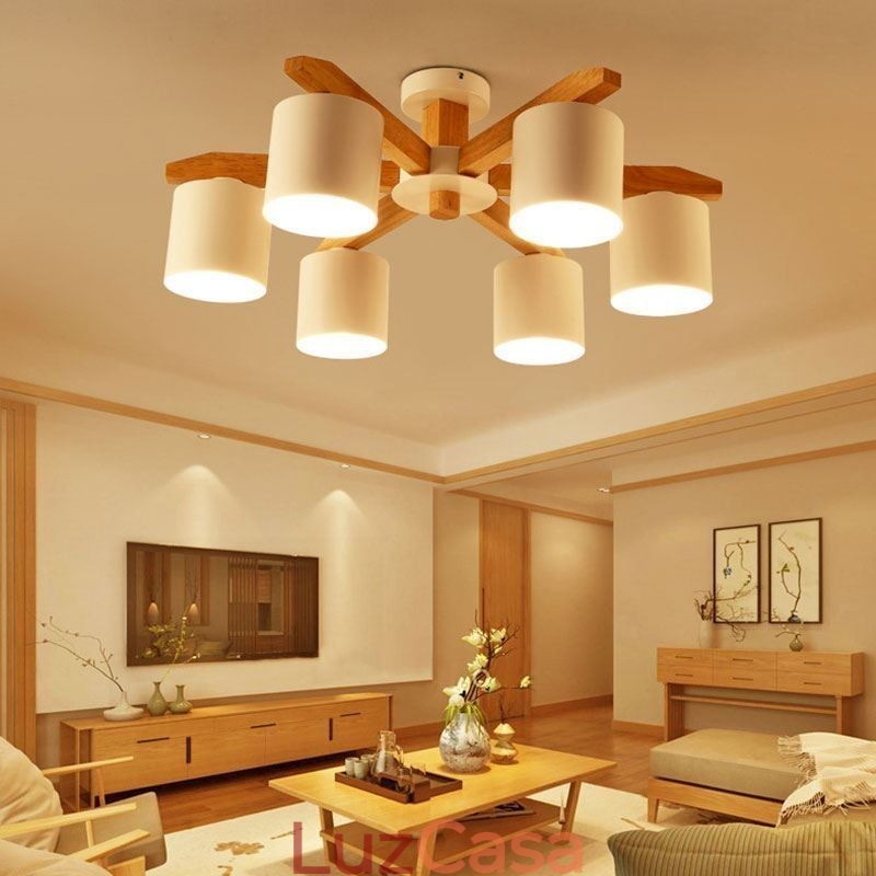 Luminária pendente nórdica de tronco Macaron