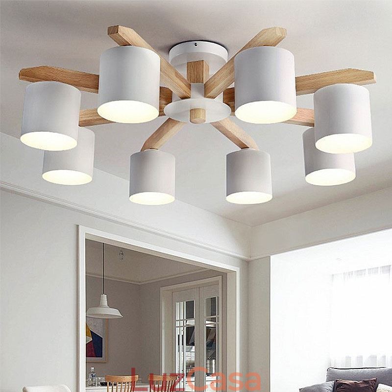 Luminária pendente nórdica de tronco Macaron