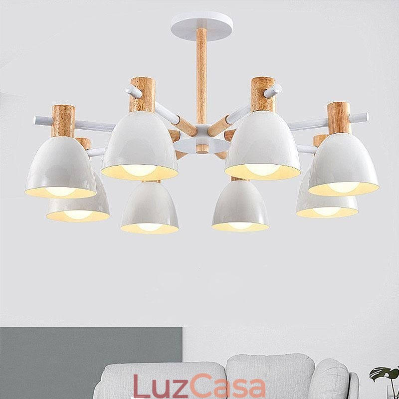 Luminária pendente moderna e simples de macaron Iluminação criativa de madeira