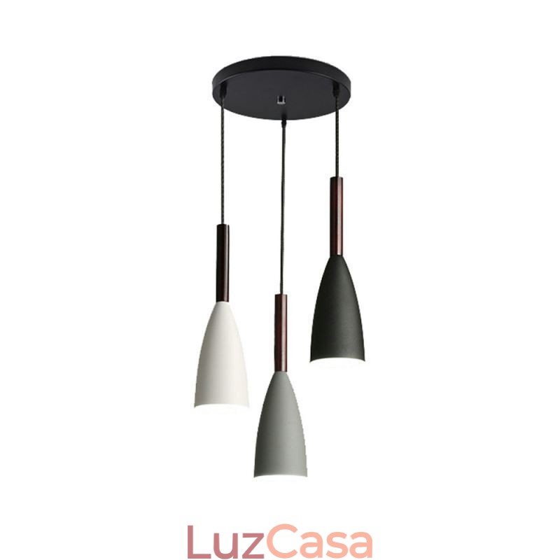 Luminária pendente simples e moderna com três luzes, luminária criativa de alumínio para café
