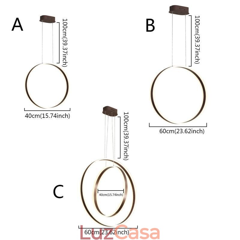 Luminária pendente nórdica em acrílico em formato de anel