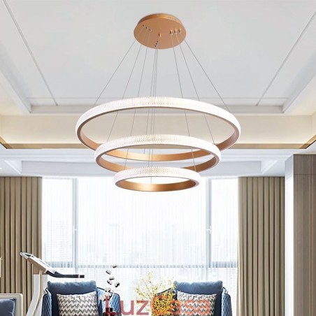 Luminária pendente moderna acrílica 3 anéis lâmpada 80+60+40cm Luminária pendente moderna acrílica 3 anéis lâmpada 80+60+40cm