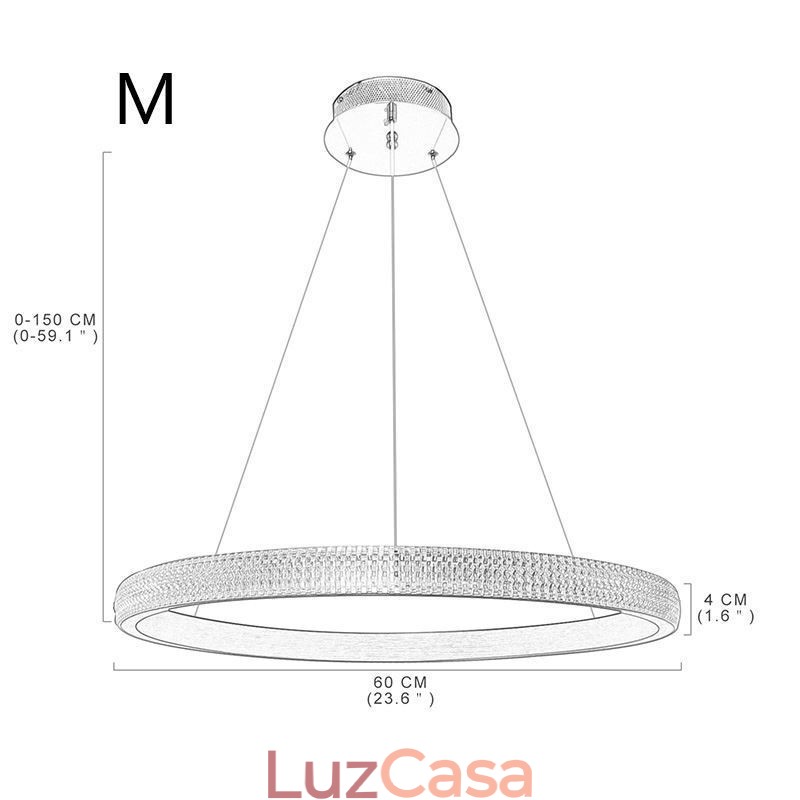 Luminária pendente de anel Luminária minimalista em acrílico