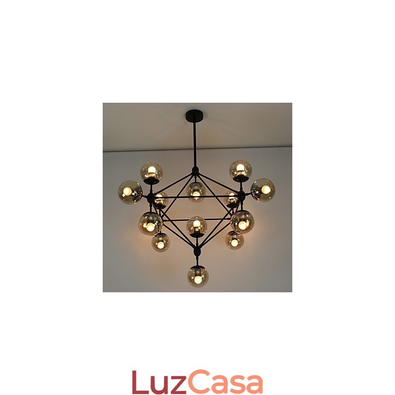 Lustre 15 Luzes Bola De Vidro Luzes Retro Ao Ar Livre Garagem Metal