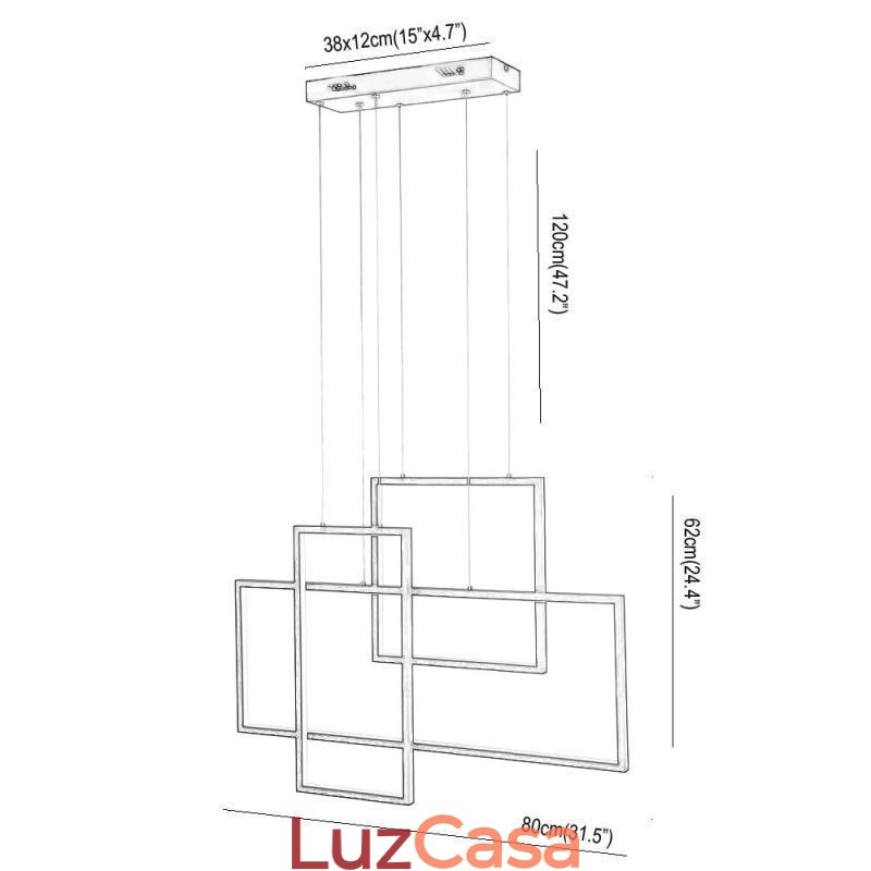 Luminária pendente nórdica Luminária pendente quadrada geométrica