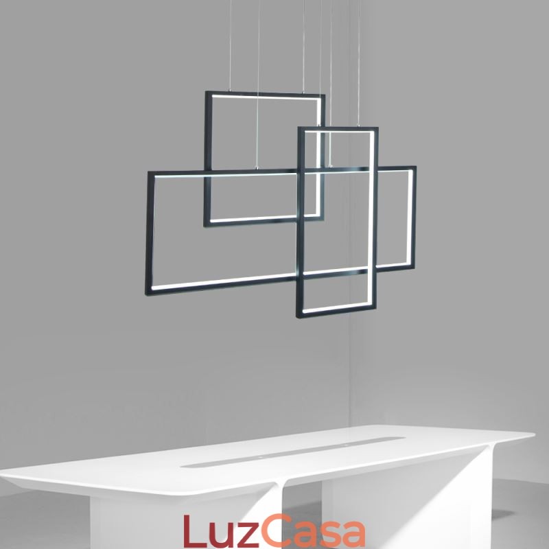 Luminária pendente nórdica Luminária pendente quadrada geométrica