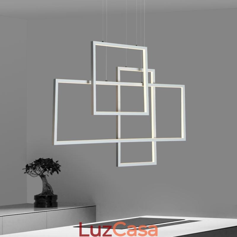 Luminária pendente nórdica Luminária pendente quadrada geométrica