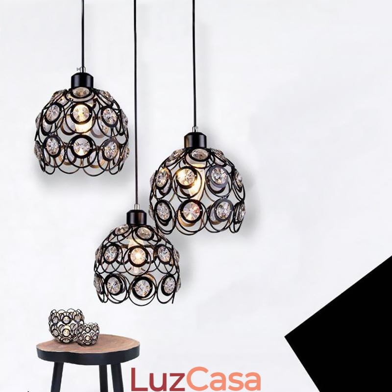 Ideias de ilha para luminária pendente de ferro com cristal oco