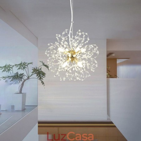 Lustre pendente de cristal dente-de-leão elegante Lustre pendente de cristal dente-de-leão elegante