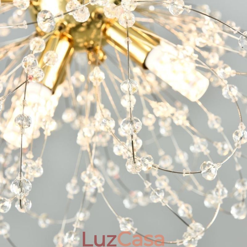 Lustre pendente de cristal dente-de-leão elegante