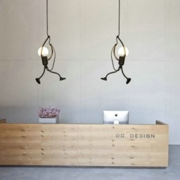Luminária pendente moderna e simples em forma de homenzinho, luminária criativa