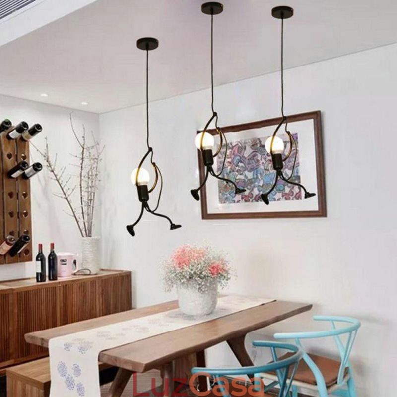 Luminária pendente moderna e simples em forma de homenzinho, luminária criativa