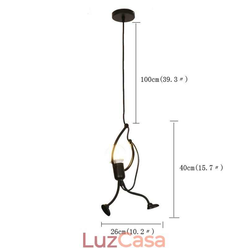 Luminária pendente moderna e simples em forma de homenzinho, luminária criativa
