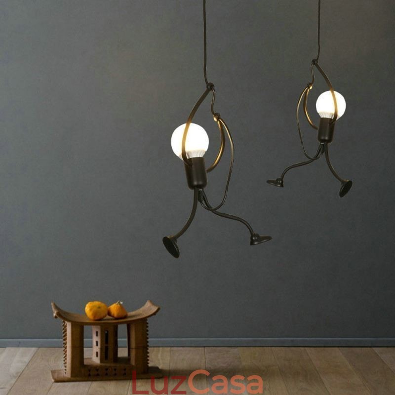 Luminária pendente moderna e simples em forma de homenzinho, luminária criativa