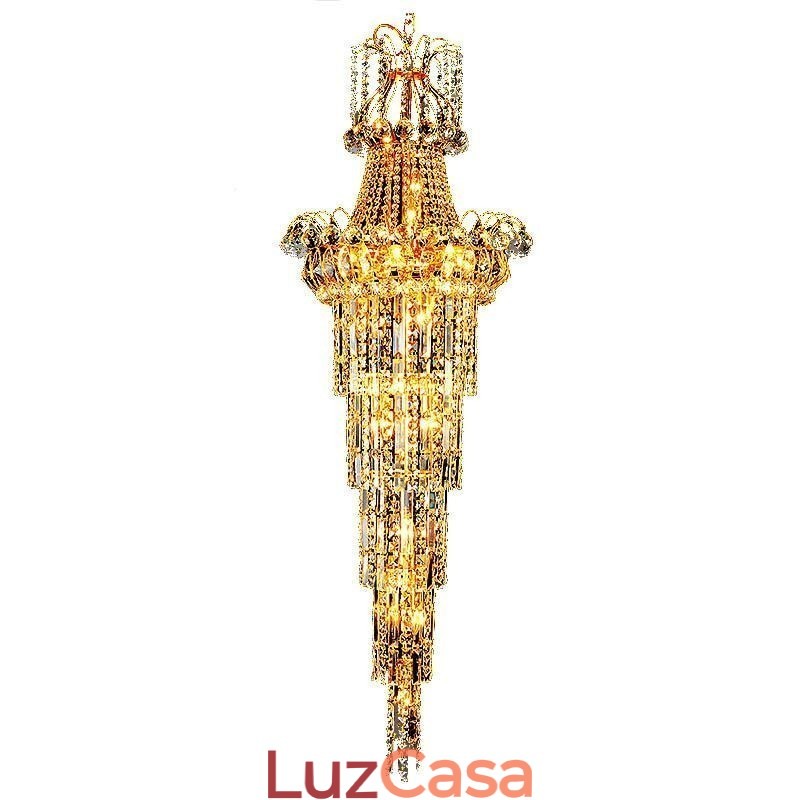 Lustre de cristal europeu com pingente longo