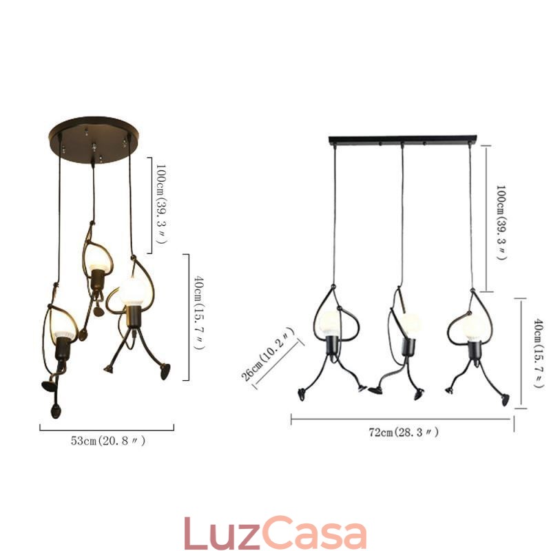 Luminária pendente moderna, criativa, em forma de homenzinho, luminária individual para casa
