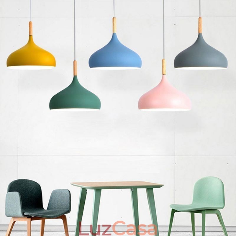 Luminária pendente moderna de alumínio Macaron Lamp Home Luz ajustável