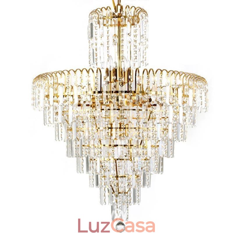 Lustre moderno e elegante de cristal com pingente cônico