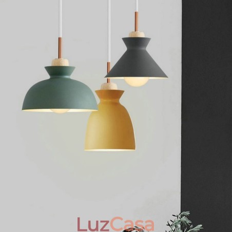 Luminária pendente nórdica cúpula de metal macaron cores lâmpada luz Luminária pendente nórdica cúpula de metal macaron cores lâmpada luz