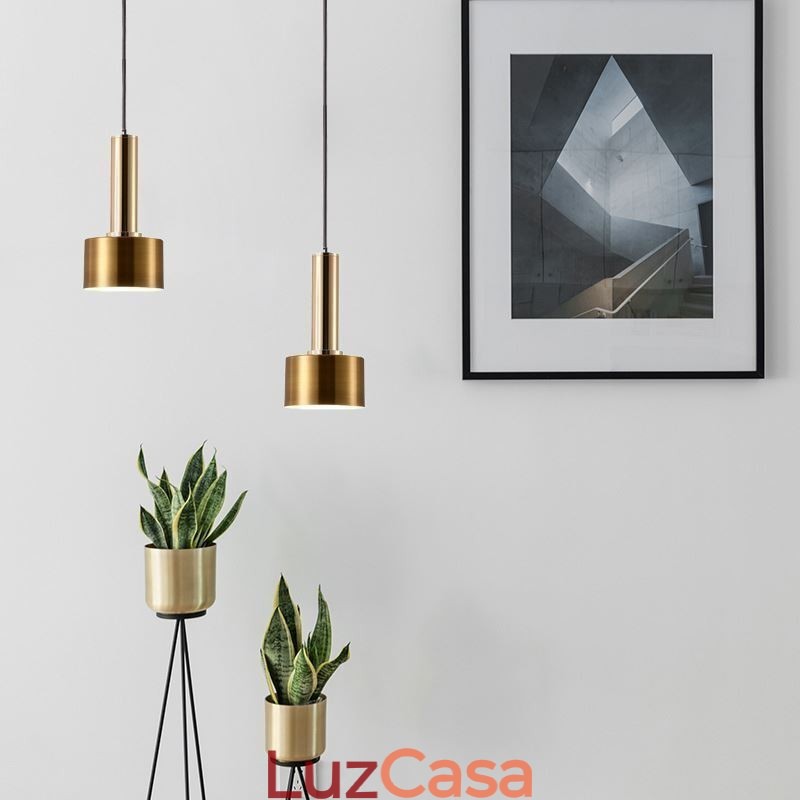 Luminária pendente moderna e simples em formato de cilindro, luminária de alumínio
