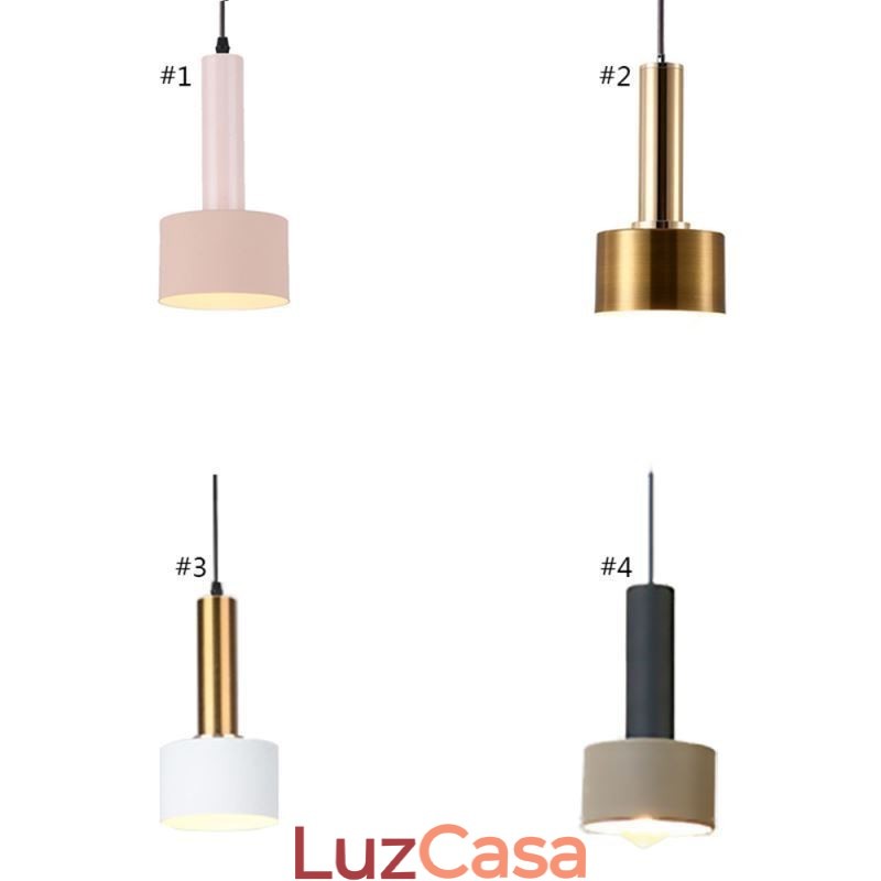 Luminária pendente moderna e simples em formato de cilindro, luminária de alumínio