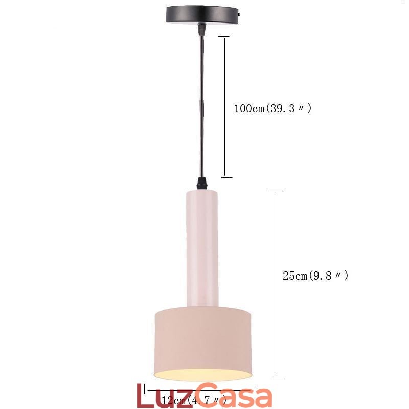 Luminária pendente moderna e simples em formato de cilindro, luminária de alumínio