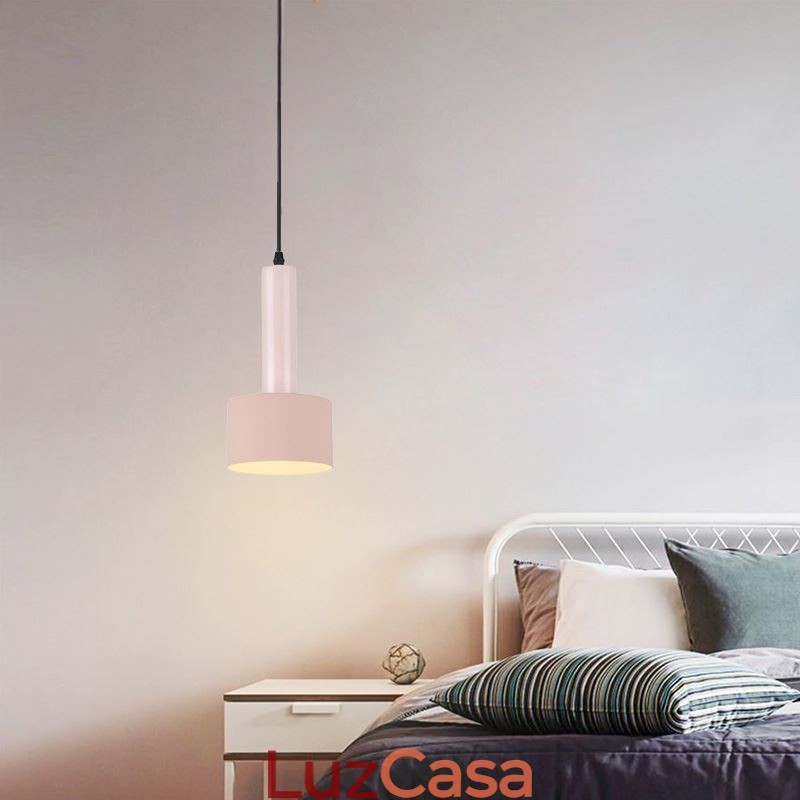 Luminária pendente moderna e simples em formato de cilindro, luminária de alumínio