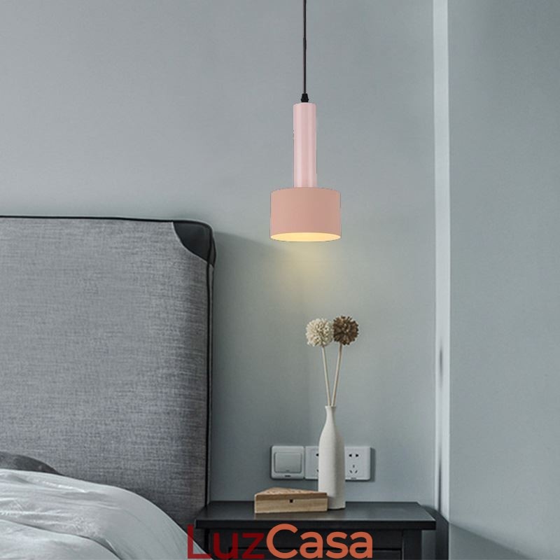 Luminária pendente moderna e simples em formato de cilindro, luminária de alumínio