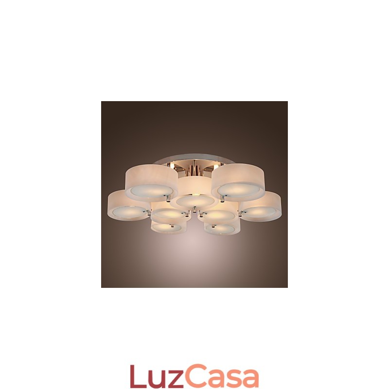 Lustre moderno contemporâneo de metal cromado com montagem embutida