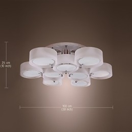 Lustre moderno contemporâneo de metal cromado com montagem embutida