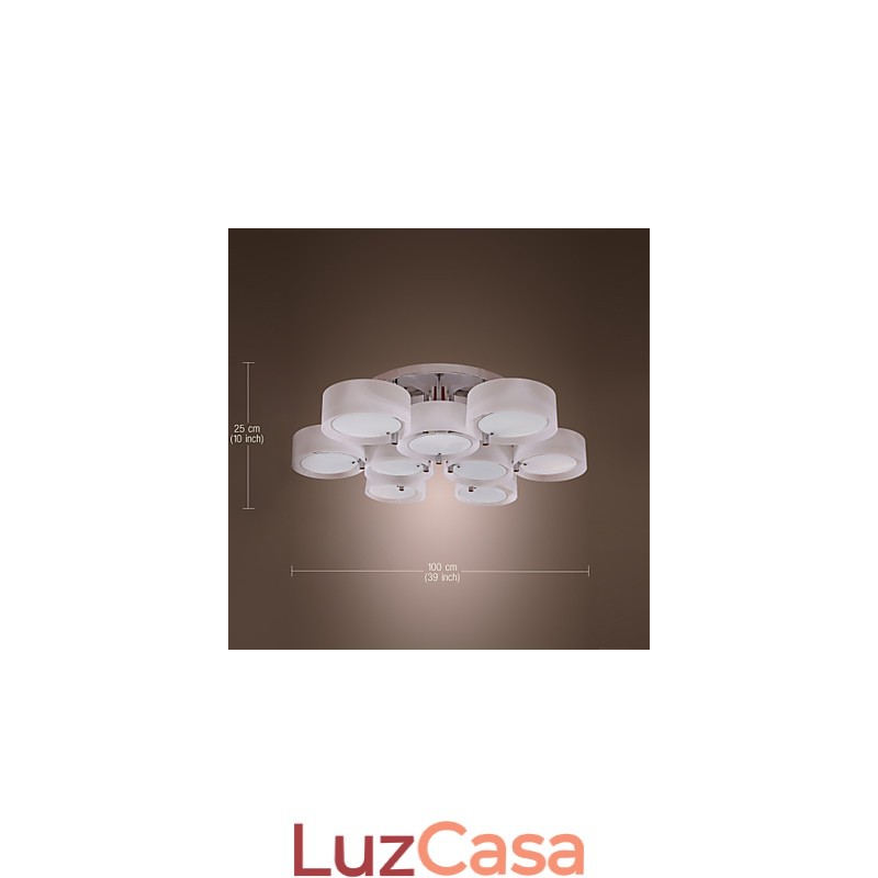 Lustre moderno contemporâneo de metal cromado com montagem embutida