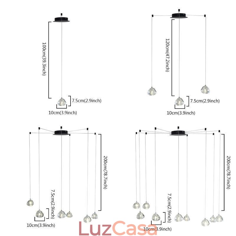 Lustre de cristal moderno com pingente de luz, luminária para iluminação doméstica