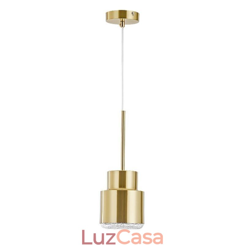 Luminária pendente de vidro pós-moderna, lâmpada cilíndrica dourada, iluminação brilhante