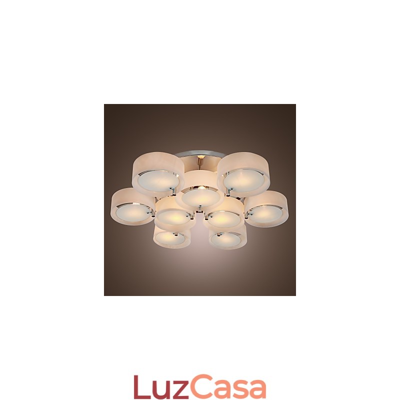 Lustre moderno contemporâneo de metal cromado com montagem embutida