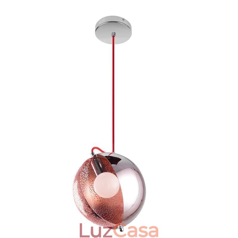 Moderno Rose Gold Pendant Light Half Round Glass Lamp Abajur Luz Decorativa Café