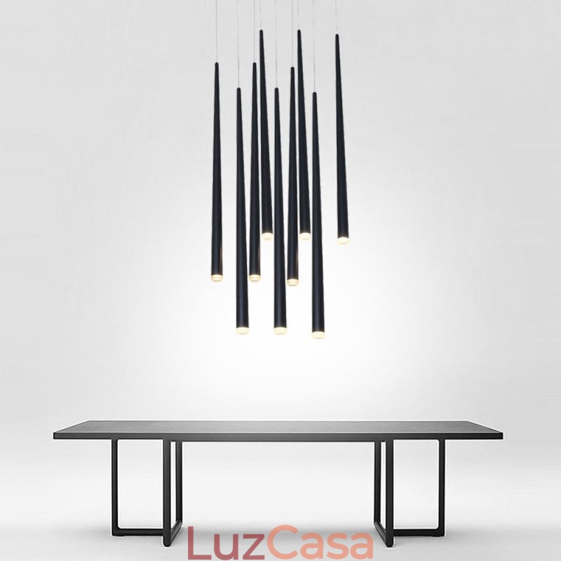 Luminária pendente contemporânea em formato de cilindro, luminária de chuva de meteoros