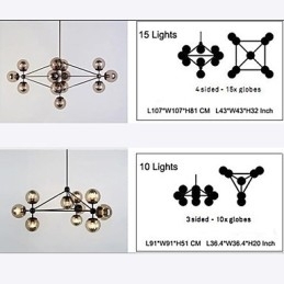 Lustre 15 Luzes Bola De Vidro Luzes Retro Ao Ar Livre Garagem Metal