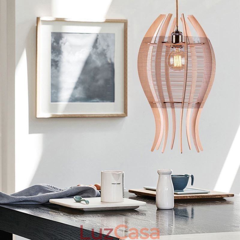Luminária pendente de madeira estilo nórdico faça você mesmo com peixe